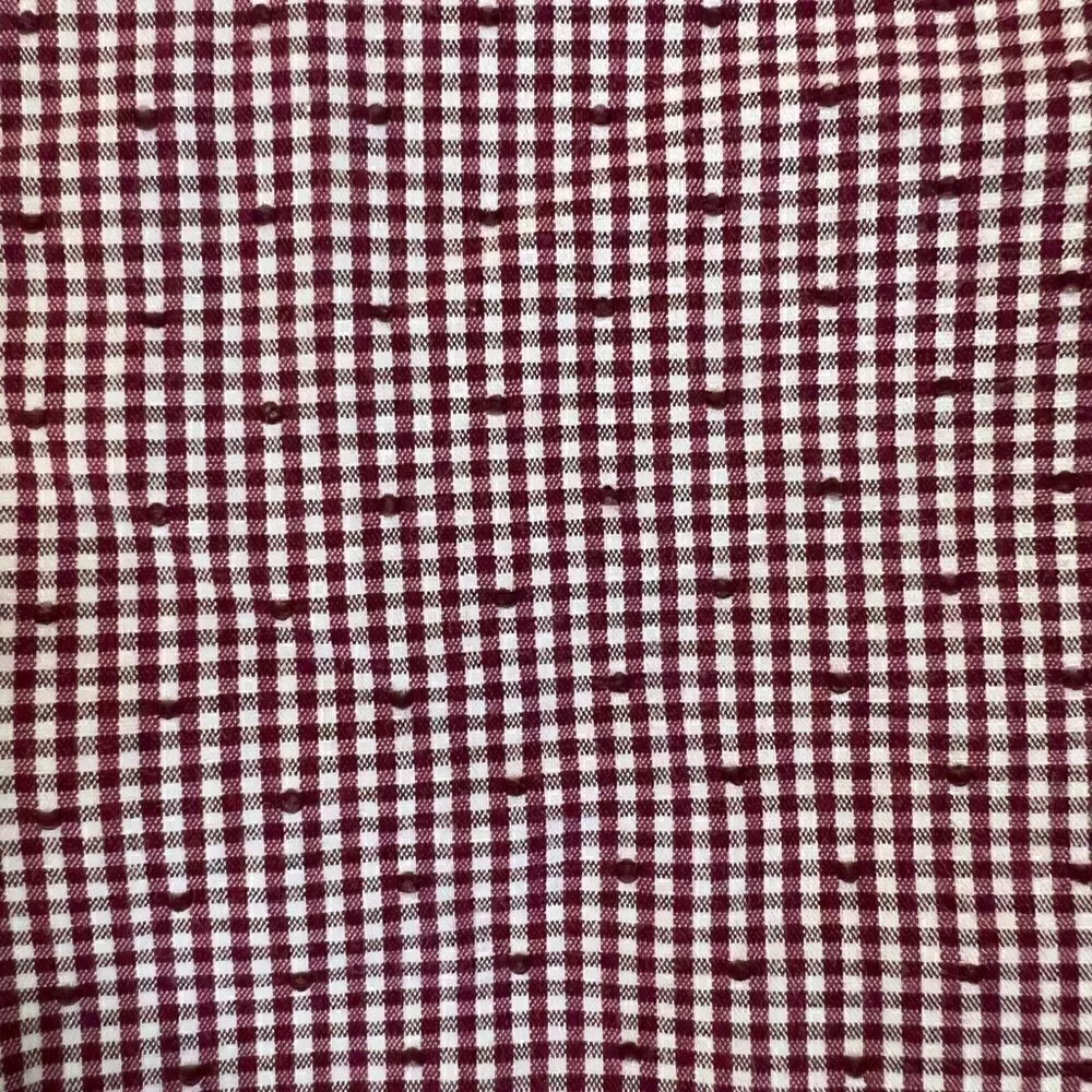 Van Heusen Stretch Berry and White Pin Check Pattern Long Sleeve Button Down S
